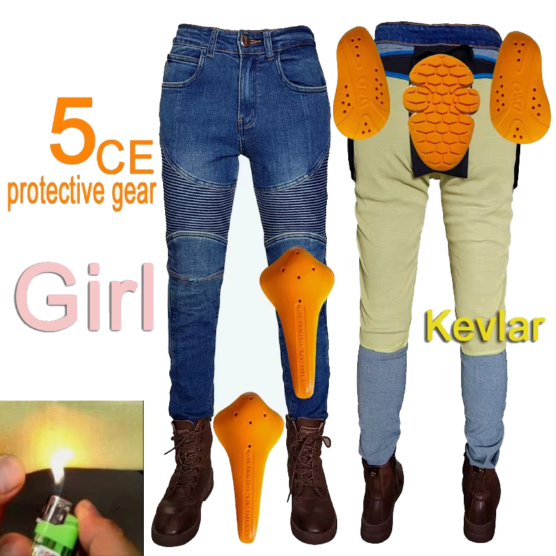 Motorcycle Gear Women Pants - 여성용 오토바이 청바지 케블라 모토 팬츠
